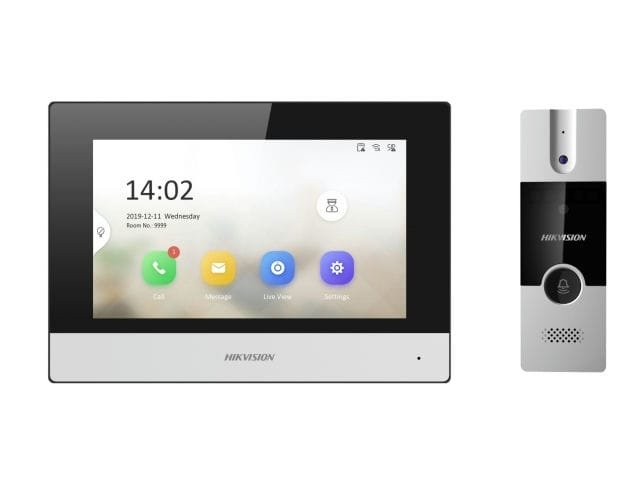 HIKVISION DS-KIS302-P Комплект системы гибридной видеодомофонии с одним видеодомофоном и одной вызывной панелью