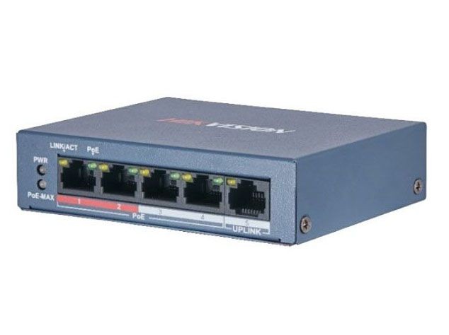 Hikvision DS-3E0105P-E/M(B) Неуправляемый PoE-коммутатор с 4 портами