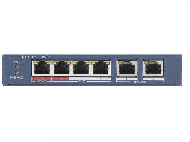 Hikvision DS-3E0106HP-E Неуправляемый Hi-PoE-коммутатор