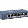 Hikvision DS-3E0106P-E/M Неуправляемый PoE-коммутатор с 4 портами