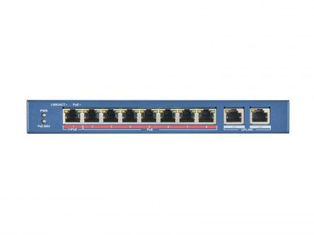 Hikvision DS-3E0310P-E/M Неуправляемый PoE-коммутатор с 8 портами Gigabit